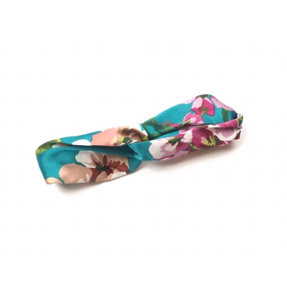 Teal Floral Boho Twist Headband - Picture 4 of 8